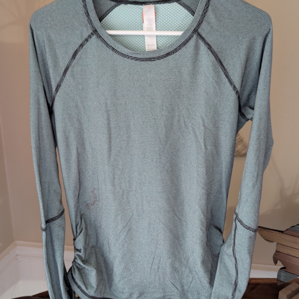 Lucy Tech Long Sleeve Top in Mint Green and Black Trim